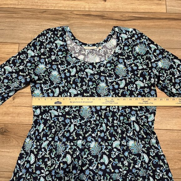 Soft Surroundings Lily Midi Dress SZ XL Lisbon Floral Blue Boho Bell Sleeve - Picture 5 of 11